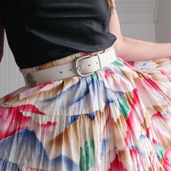 90s white leather western belt - Picture 2 of 8